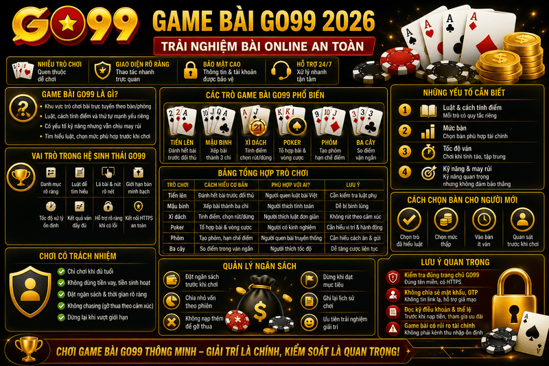 Game Bài GO99 2026 – Trải Nghiệm Bài Online Và Lưu Ý An Toàn